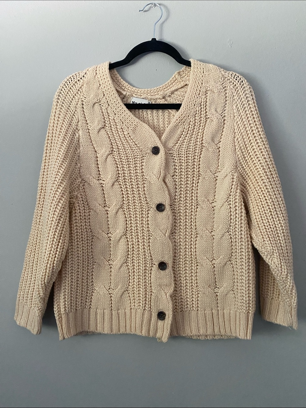 Cozy Cable Knit Button-Front Cardigan - Cream